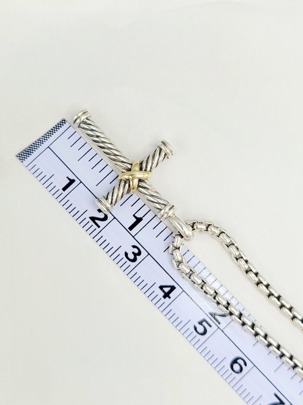 David Yurman Cable Cross Gold X Pendant Necklace w/ 18K Yellow Gold - 20" - RARE - Picture 10 of 12
